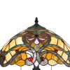 Polyresin Table Lamp with Glass Shade and Pull Chain Switch, Multicolor
