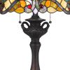 Polyresin Table Lamp with Glass Shade and Pull Chain Switch, Multicolor