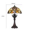 Polyresin Table Lamp with Glass Shade and Pull Chain Switch, Multicolor