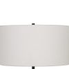 Drum Shade Table Lamp with Wooden Tripod Base, White and Brown