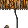 150W 3 Way Bear Canoe Table Lamp with Oval Wicker Shade, Antique Bronze