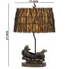 150W 3 Way Bear Canoe Table Lamp with Oval Wicker Shade, Antique Bronze