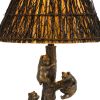 150 Watt Resin Body Table Lamp with Bear Design and Twig Shade, Bronze