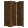 Metal 3 Panel Screen with Textured Nub Head Accent Borders, Brown