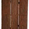 Wooden Foldable 3 Panel Room Divider with Plank Style, Small, Brown