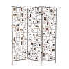 Foldable Metal Screen with Geometrical Design and 3 Panels, Brown
