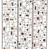 Foldable Metal Screen with Geometrical Design and 3 Panels, Brown