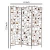 Foldable Metal Screen with Geometrical Design and 3 Panels, Brown