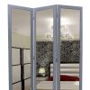 3 Panel Wooden Foldable Mirror Encasing Room Divider,Light Gray and Silver