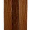 Wooden Foldable 3 Panel Room Divider with Streamline Design, Dark Brown