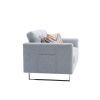 Caden 54 Inch Modern Loveseat with Side Pocket and 2 Pillows, Light Gray