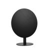 Keli 35 Inch Round Dining Table, Black Aluminum Frame, Foldable Design