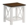 Viki 3 Piece White Coffee and End Table Set, Crossed Accents, Slatted Shelf