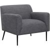 Tobin 33 Inch Accent Chair, Padded Seat, Waterfall Edge, Pleated Arms, Gray