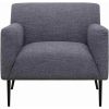 Tobin 33 Inch Accent Chair, Padded Seat, Waterfall Edge, Pleated Arms, Gray