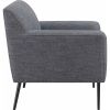 Tobin 33 Inch Accent Chair, Padded Seat, Waterfall Edge, Pleated Arms, Gray
