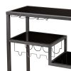 40 Inch Modern Metal Bar Cart With 4 Tier Tempered Glass Shelves, Black