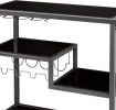 40 Inch Modern Metal Bar Cart With 4 Tier Tempered Glass Shelves, Black