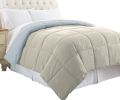 Genoa Queen Size Box Quilted Reversible Comforter The Urban Port, Gray and Blue