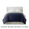 Genoa Reversible Queen Comforter with Box Quilting The Urban Port, Silver and Blue
