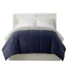 Genoa King Size Box Quilted Reversible Comforter The Urban Port, Silver and Blue