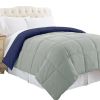 Genoa King Size Box Quilted Reversible Comforter The Urban Port, Silver and Blue