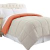 Genoa Twin Size Box Quilted Reversible Comforter The Urban Port, Orange and Gray
