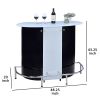 Contemporary Bar Unit with Frosted Glass Top, White And Black