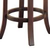 Round Wooden Counter Height Stool with Upholstered Seat, Brown, Set of 2