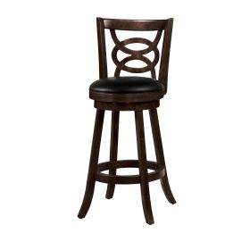 29" Swivel Bar Stool with Upholstered Seat, Black And Brown ,Set of 2