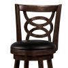 29" Swivel Bar Stool with Upholstered Seat, Black And Brown ,Set of 2