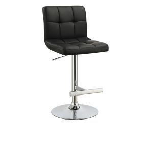 Sophisticated Armless Adjustable Bar Stool, Black ,Set of 2