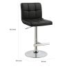 Sophisticated Armless Adjustable Bar Stool, Black ,Set of 2