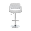 Modern Style Adjustable Height Bar Stool, White