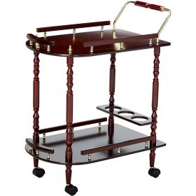2 Tier Traditional Serving Cart, Brown