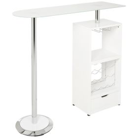 Spacious White Bar Table with functional Storage