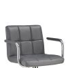 Grid Adjustable Swiveling Bar Stool, Grey