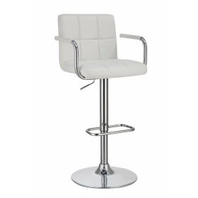 Grid Adjustable Swiveling Bar Stool, White