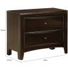 Spacious 2 Drawer Nightstand, Brown