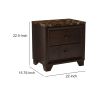 2 Drawer Wooden Nightstand with Faux Marble Top, Cappuccino Brown