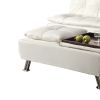 Faux Leather Ottoman with Reversible Tray Tops, White
