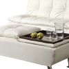 Faux Leather Ottoman with Reversible Tray Tops, White