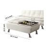 Faux Leather Ottoman with Reversible Tray Tops, White