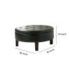 Traditional Round Tufted Storage Ottoman, Dark Brown