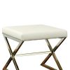 Contemporary Upholstered Stool Metal Base, White