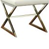 Contemporary Upholstered Stool Metal Base, White