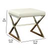 Contemporary Upholstered Stool Metal Base, White