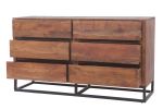 Modern Acacia Wood Dresser or Display Unit With Metal Base, Walnut Brown and Black