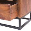 Modern Acacia Wood Dresser or Display Unit With Metal Base, Walnut Brown and Black