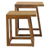 18, 15 Inch Rectangular 2 Piece Mango Wood Nesting Side Table Set with Grain Details, Brown